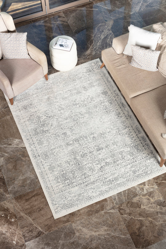 Tapis Vintage Oriental Ivoire/Gris Ottawa