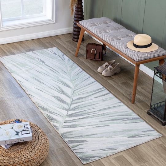 Tapis de Couloir Scandinave Bohème Gris/Vert Cotia