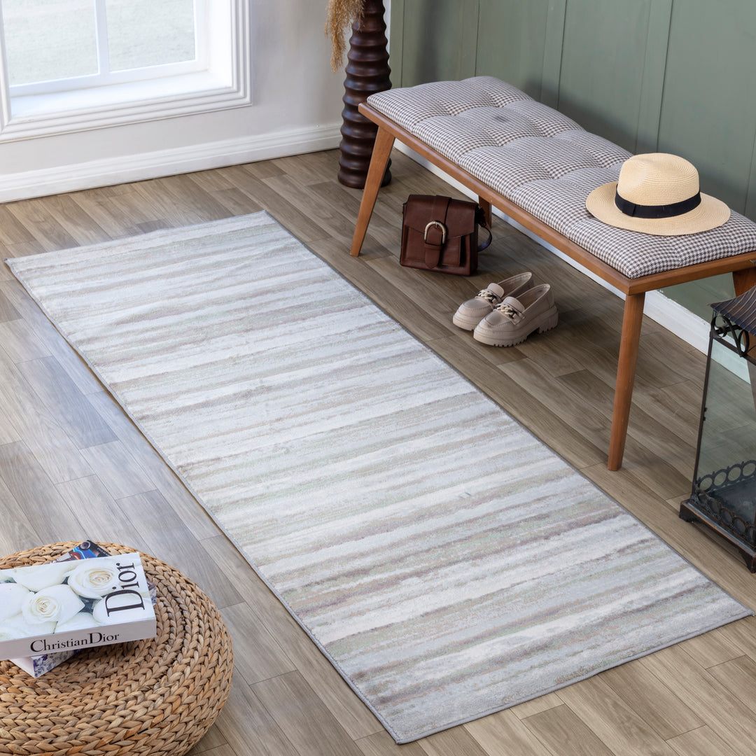 Tapis de Couloir Scandinave Moderne Brun/Vert Dusel