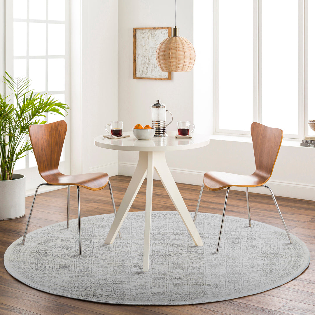 Tapis Rond Vintage Oriental Ivoire/Gris Rond Ottawa