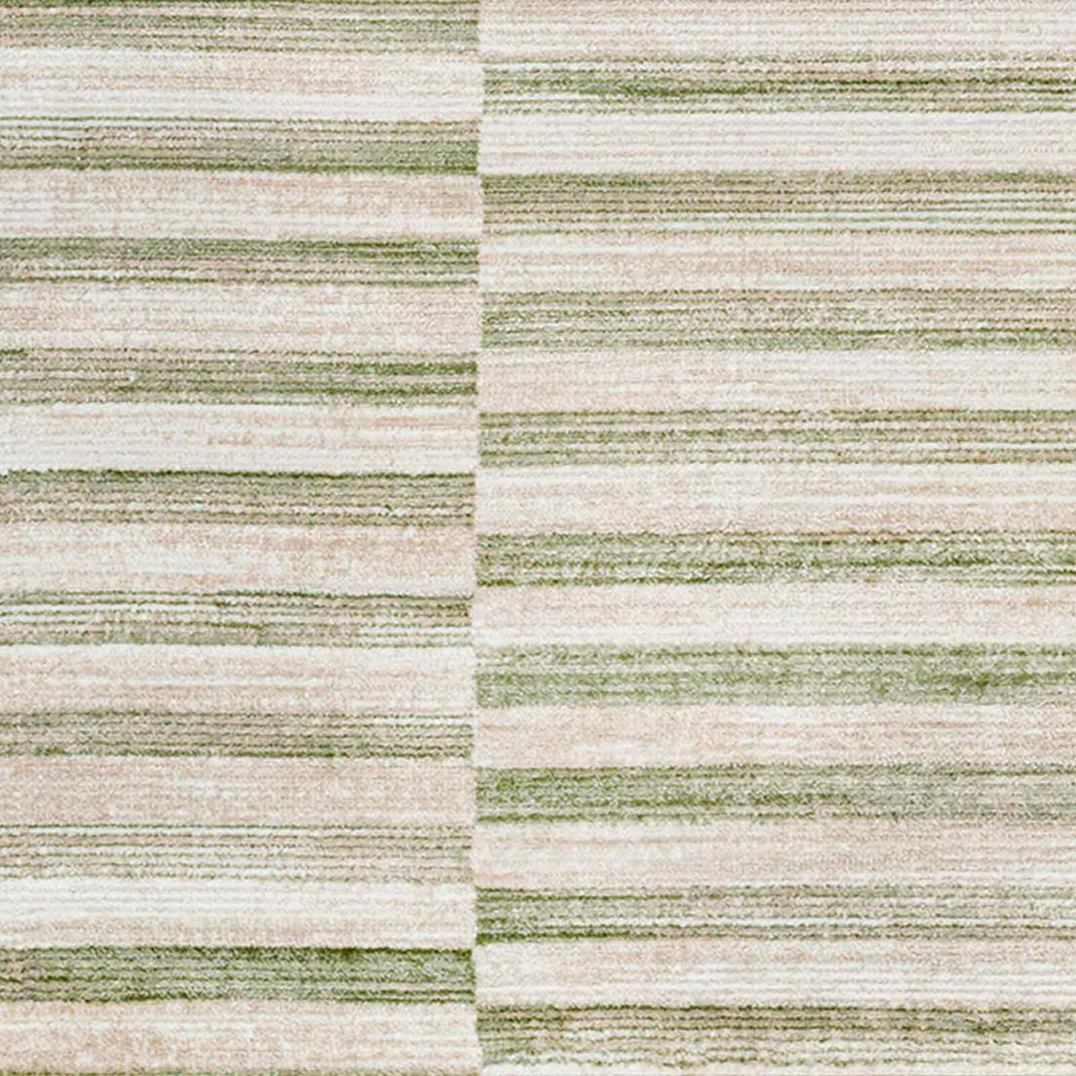 Tapis Surya Perla scandinave, rayures décalées vert sauge et ivoire, vue 3