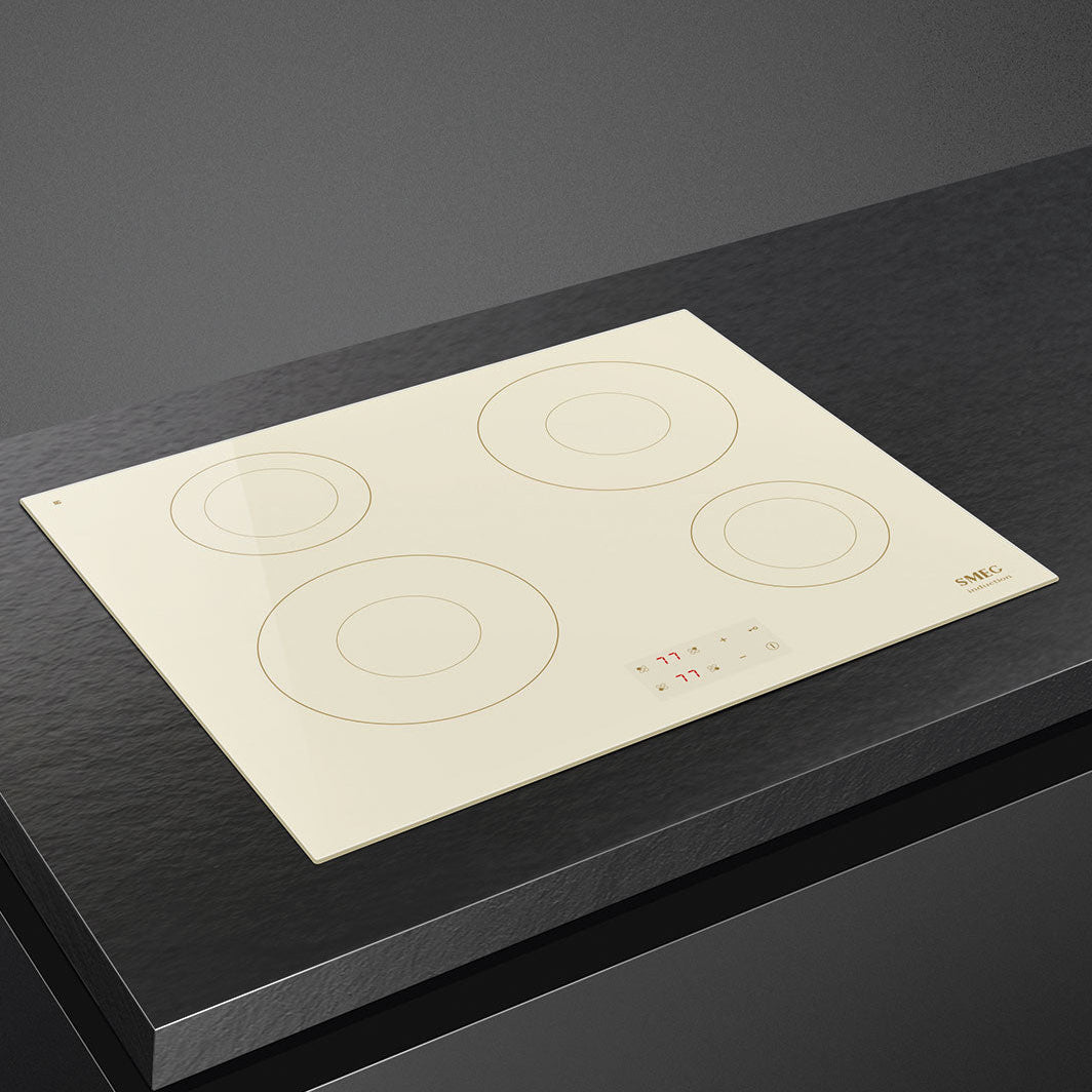 Plaque de cuisson à induction 4 foyers SMEG SI2641DP 60 cm Crème
