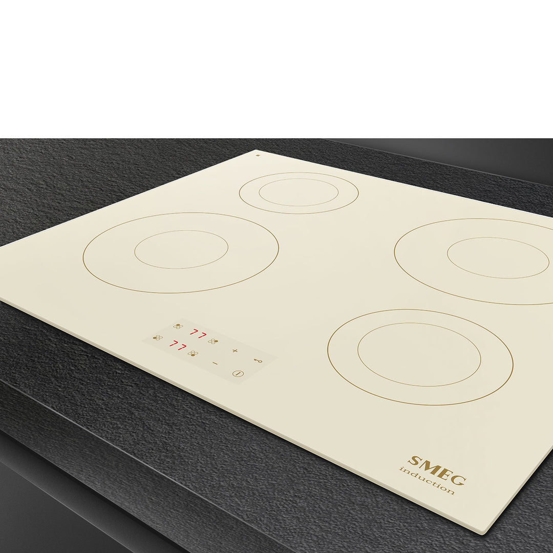 Plaque de cuisson à induction 4 foyers SMEG SI2641DP 60 cm Crème