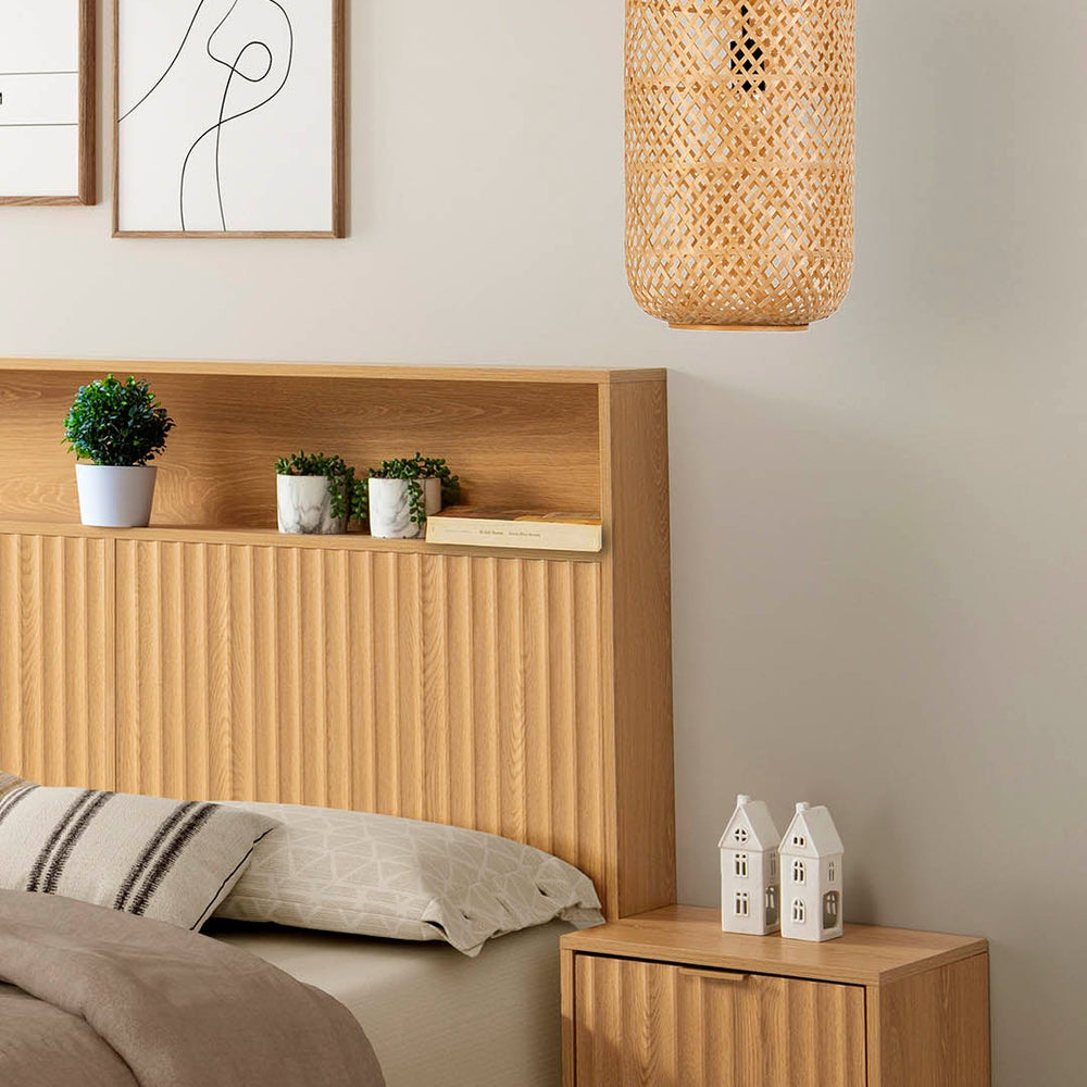 Tête de lit Lluvia 145 cm avec rangement couleur Chêne