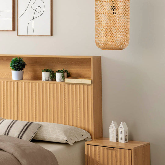 Tête de lit Lluvia 145 cm avec rangement couleur Chêne