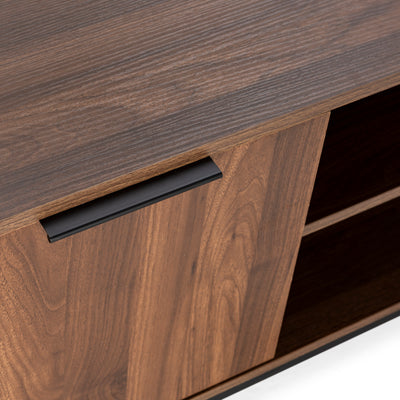 Meuble TV Auri 3 Portes, Couleur noyer, 160 cm (Largeur) 40 cm (Profondeur) 55 cm (Hauteur)