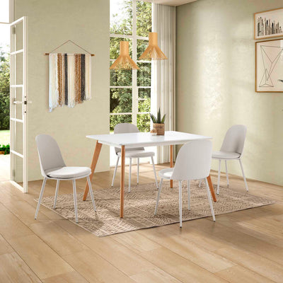 Lot de 4 chaises Kana Blanches Pieds en métal et Assise rembourrée