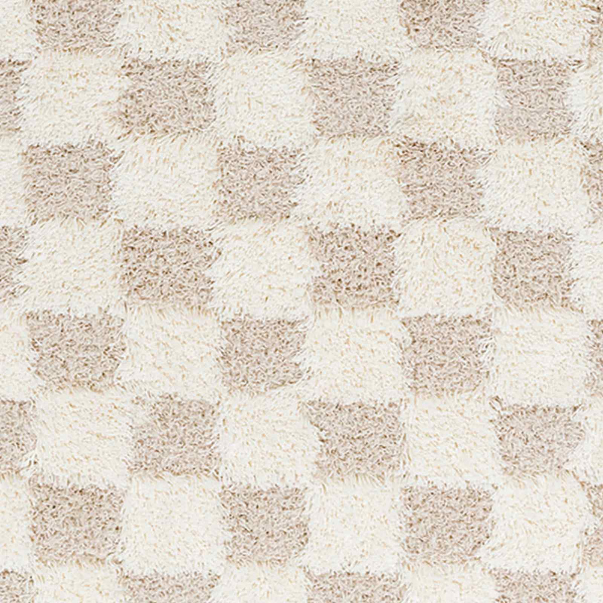 Tapis shaggy Surya Dewas à carreaux, motif damier ivoire et beige clair, vue 9