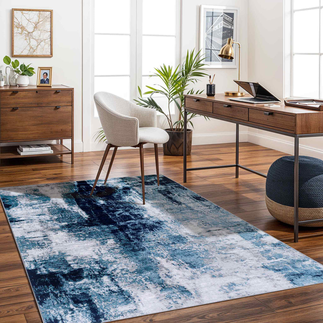 Tapis Abstrait Moderne Bleu/Gris Helsinki