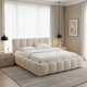Lit rembourré MICADONI Lupine avec coffre en tissu structuré Beige 180x200cm