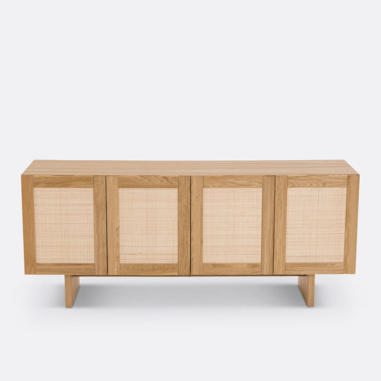 Buffet 4 portes plaqué chêne et cannage, Arty La Redoute Interieurs