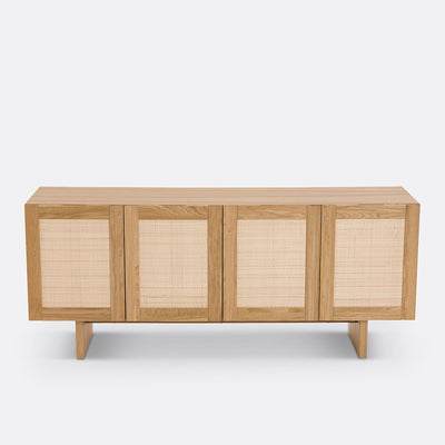 Buffet 4 portes plaqué chêne et cannage, Arty La Redoute Interieurs