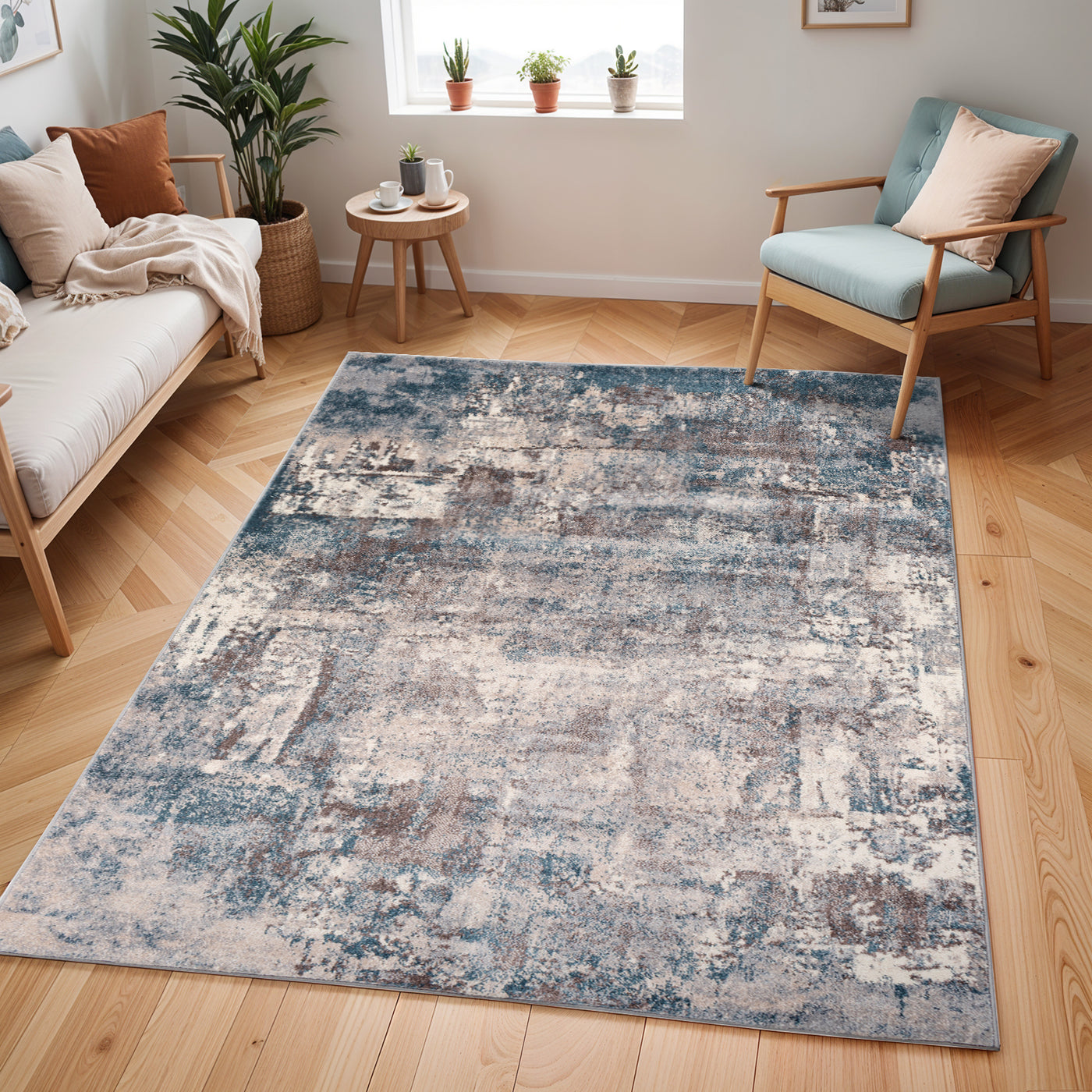 Tapis Abstrait Moderne Bleu/Gris Miami