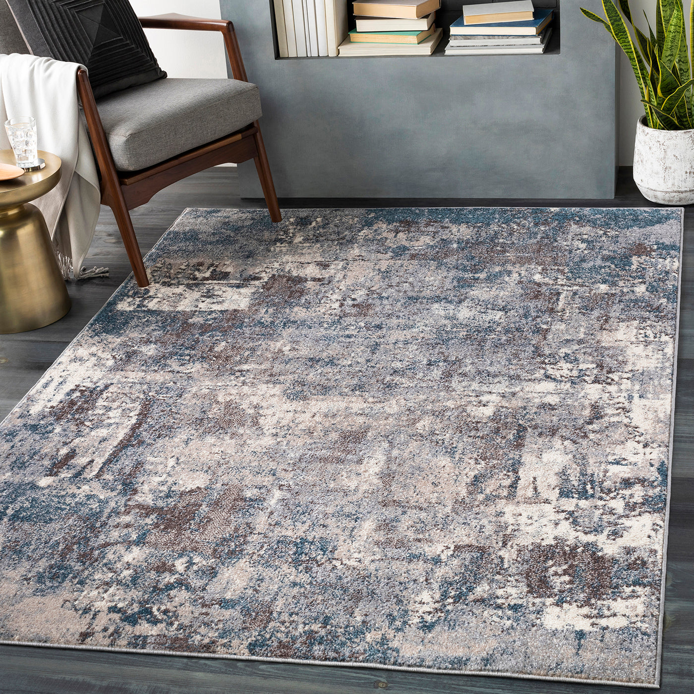 Tapis Abstrait Moderne Bleu/Gris Miami