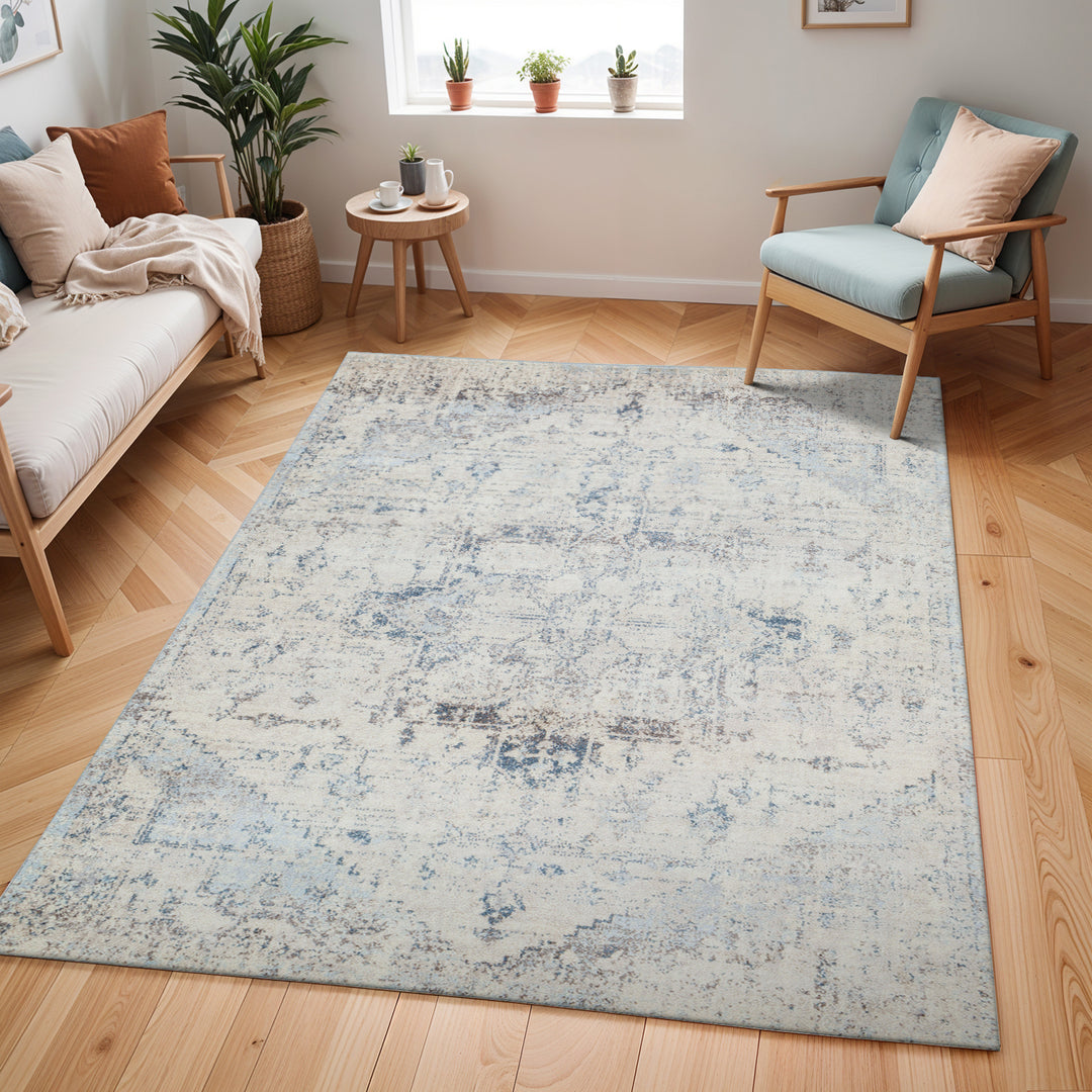 Tapis Vintage Oriental Ivoire/Bleu Tampa