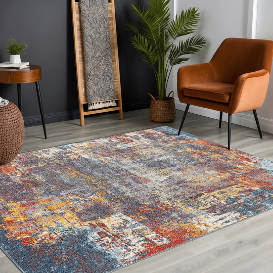 Tapis Abstrait Moderne Multicolore/Bleu Miami