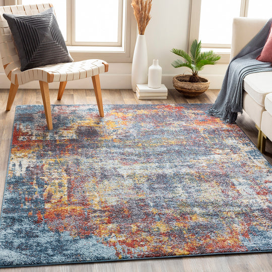 Tapis Abstrait Moderne Multicolore/Bleu Miami