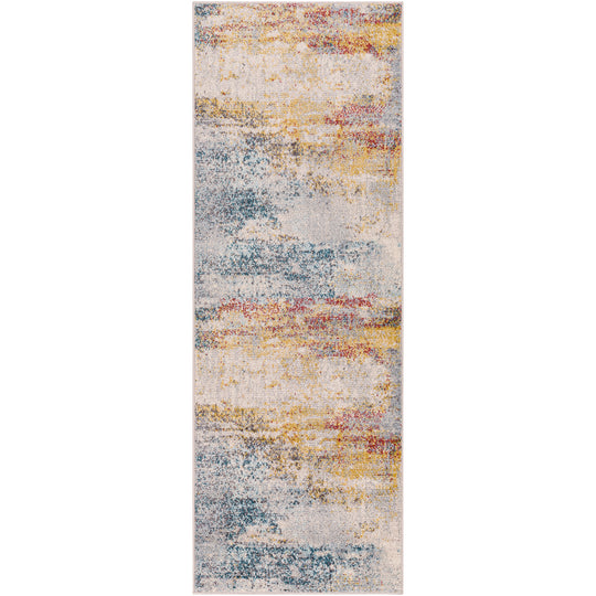 Tapis de Couloir Abstrait Moderne Multicolore/Orange Sarasota