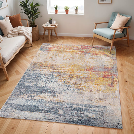 Tapis Abstrait Moderne Multicolore/Orange Sarasota