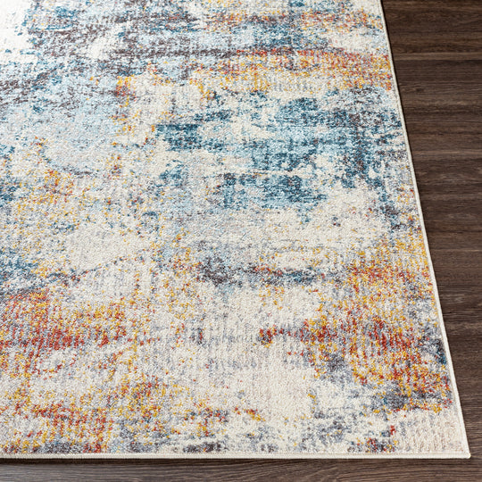 Tapis Abstrait Moderne Multicolore/Bleu Sarasota