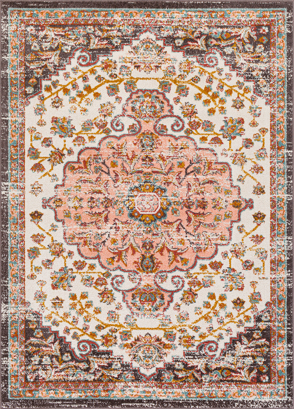 Tapis Vintage Oriental Rose/Blanc Bray