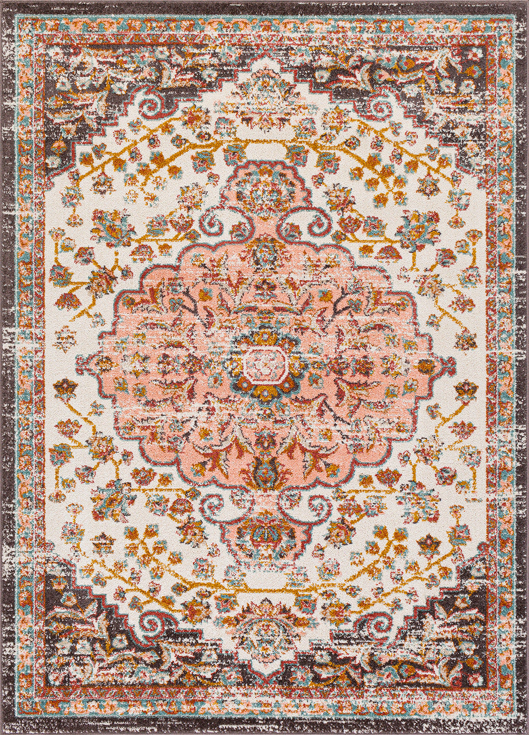 Tapis Vintage Oriental Rose/Blanc Bray