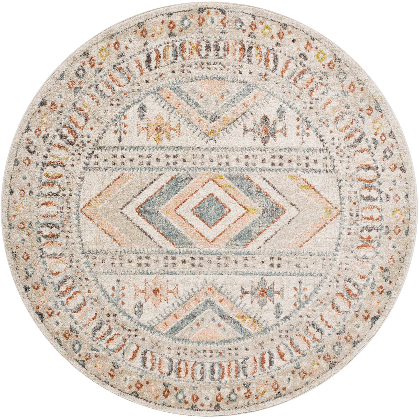 Tapis Rond Scandinave Bohème Multicolore/Rose Rond Jaipur
