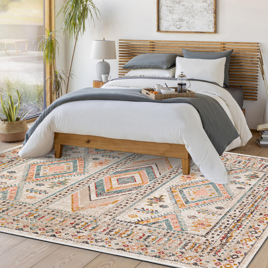 Tapis de Couloir Scandinave Bohème Multicolore/Rose Jaipur