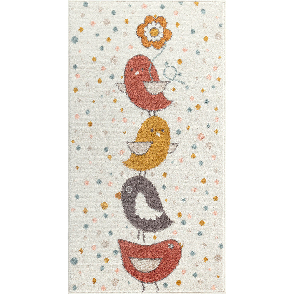 Tapis Enfant Oiseaux Jaune/Bleu/Marron Breda