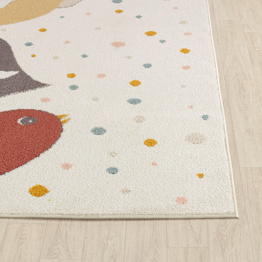 Tapis Enfant Oiseaux Jaune/Bleu/Marron Breda