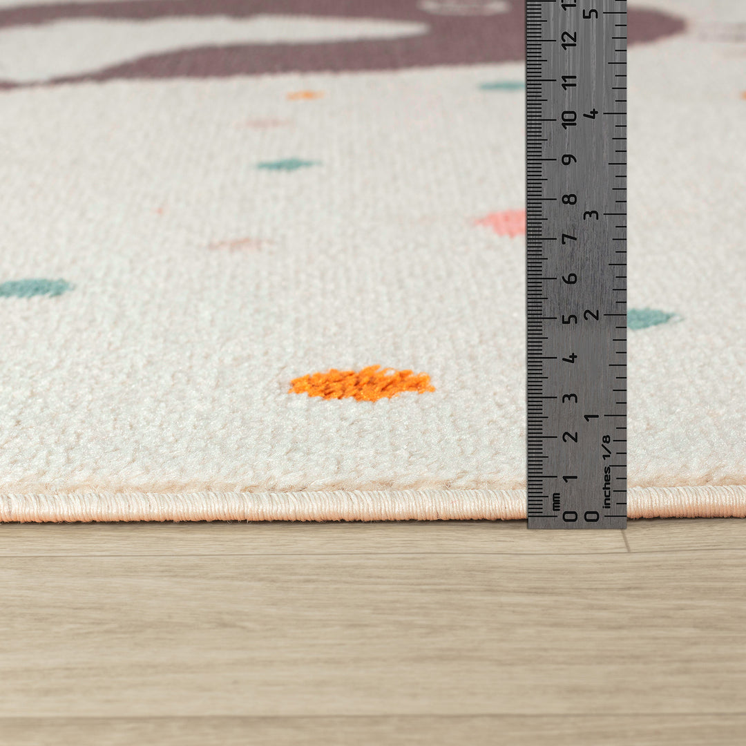 Tapis Rond Enfant Oiseaux Jaune/Bleu/Marron rond Breda