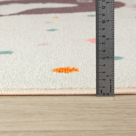 Tapis Rond Enfant Oiseaux Jaune/Bleu/Marron rond Breda