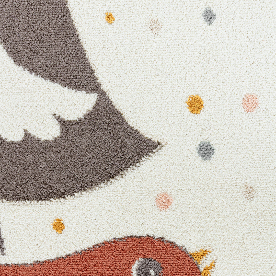 Tapis Rond Enfant Oiseaux Jaune/Bleu/Marron rond Breda