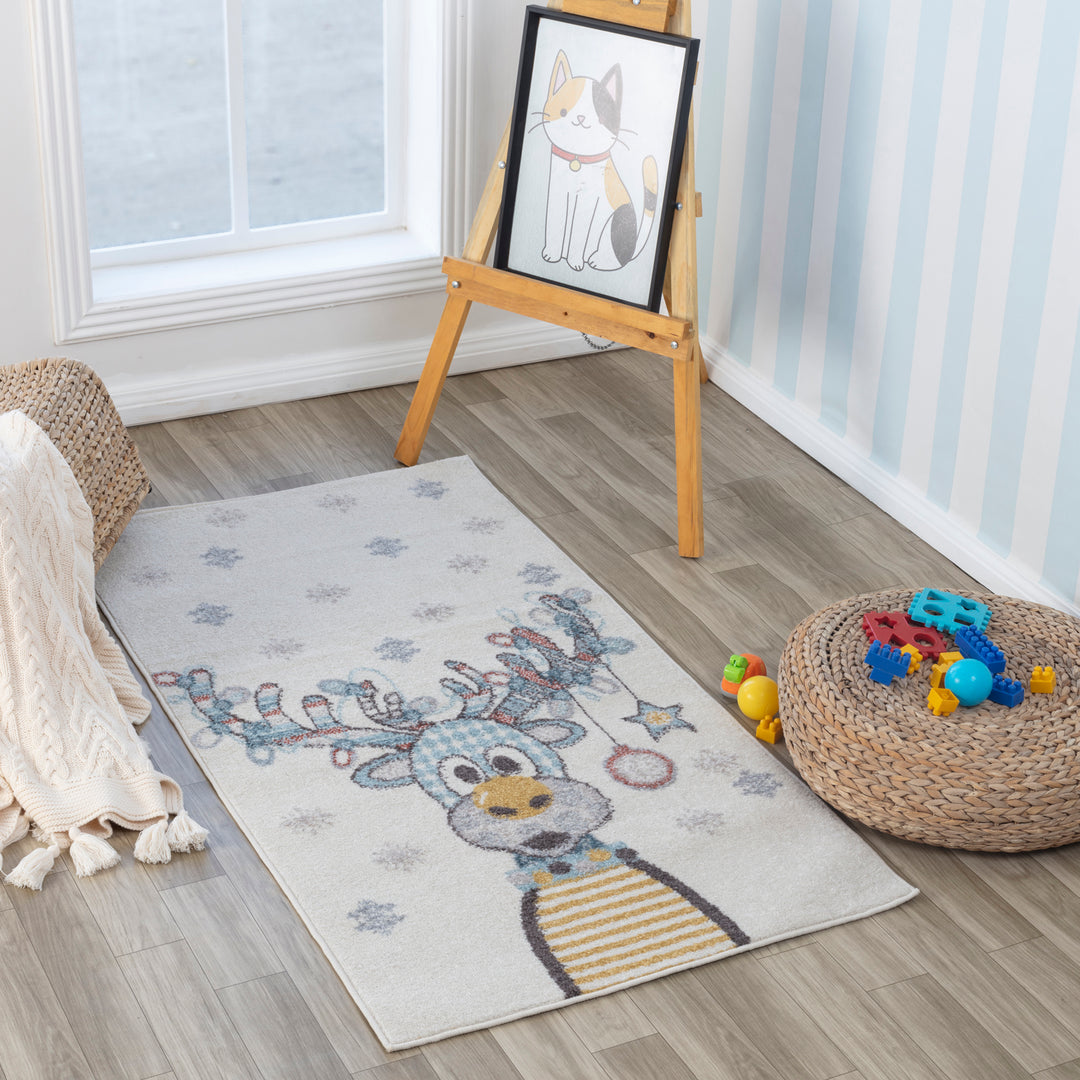 Tapis Enfant Caribou Multicolore/Bleu Boone