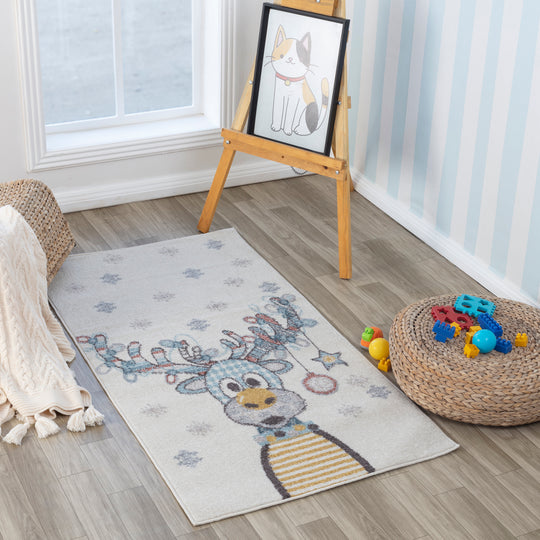 Tapis Enfant Caribou Multicolore/Bleu Boone