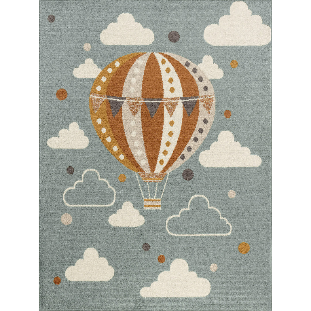Tapis Enfant Montgolfière Nuages Multicolore/Bleu Cenon