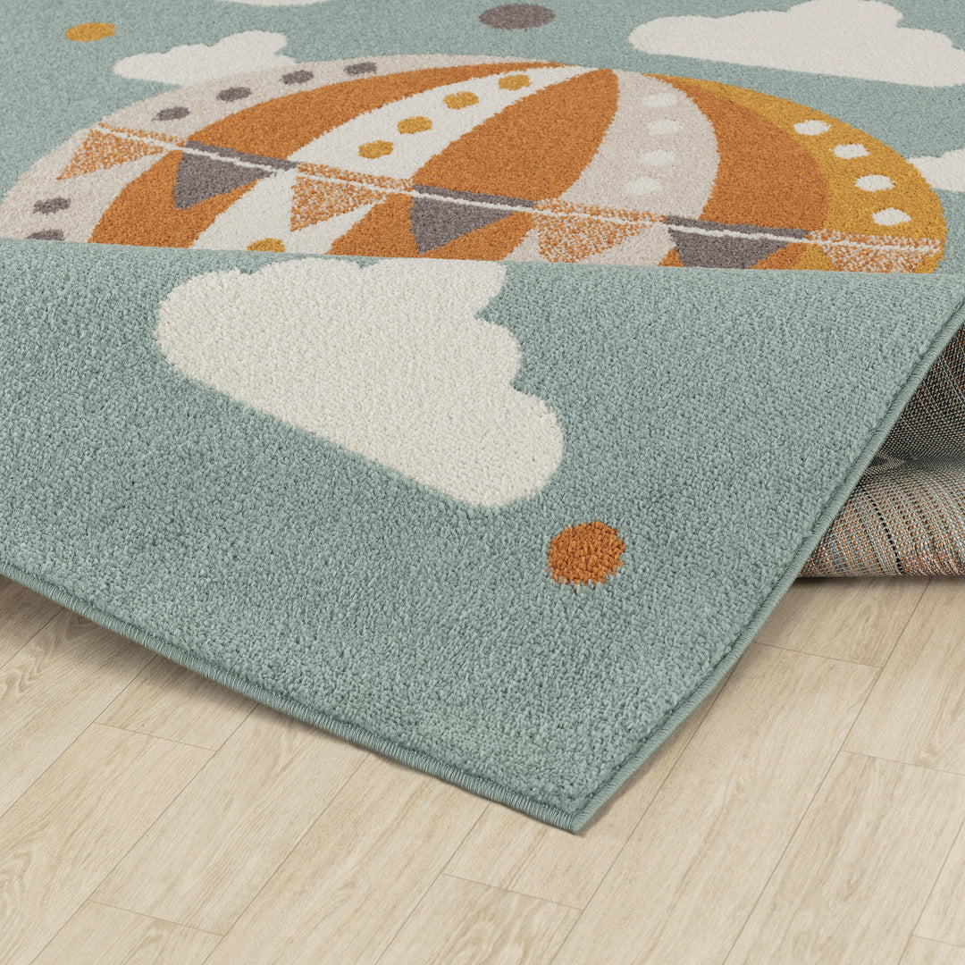 Tapis Enfant Montgolfière Nuages Multicolore/Bleu Cenon
