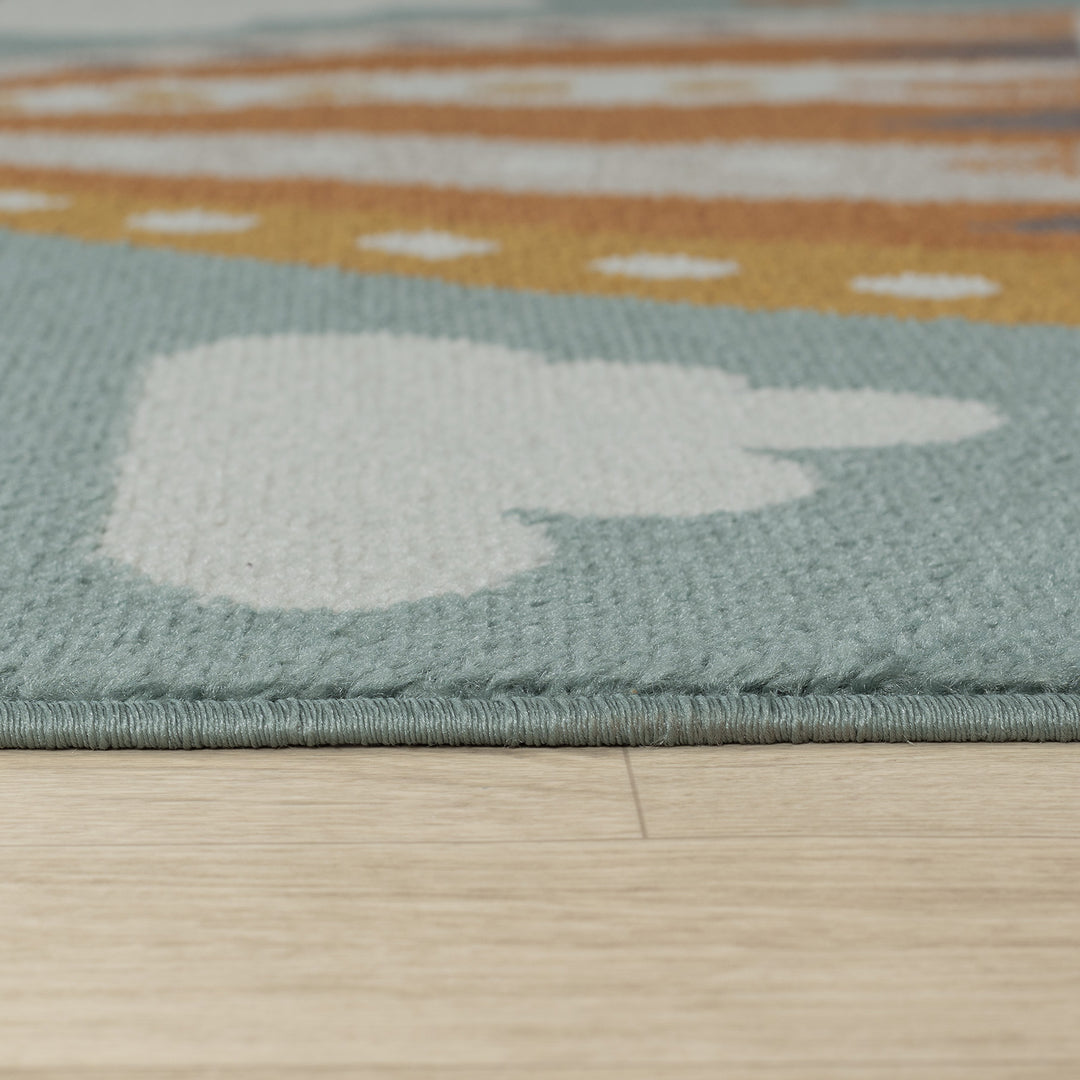 Tapis Enfant Montgolfière Nuages Multicolore/Bleu Cenon