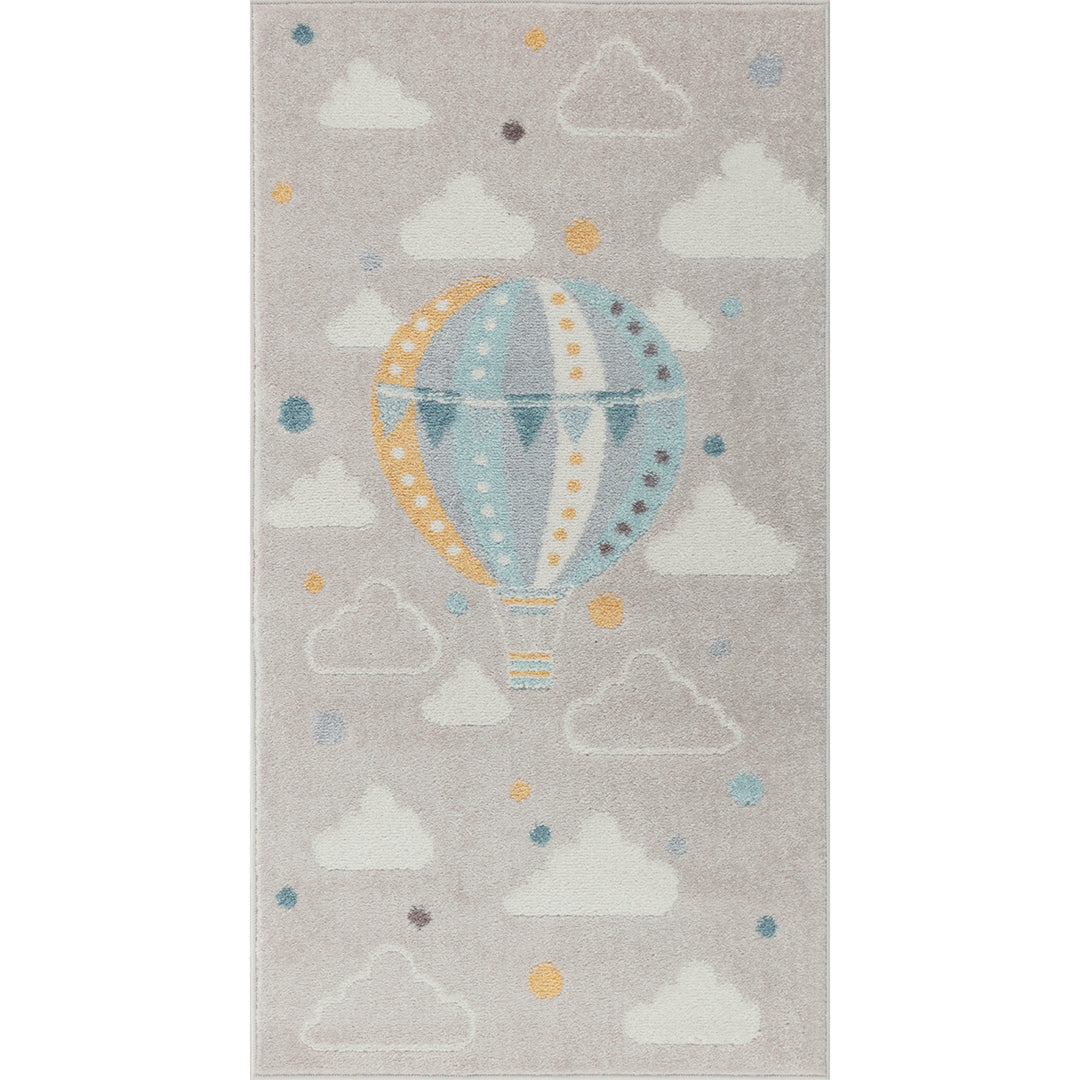 Tapis Enfant Montgolfière Nuages Multicolore/Gris Cenon