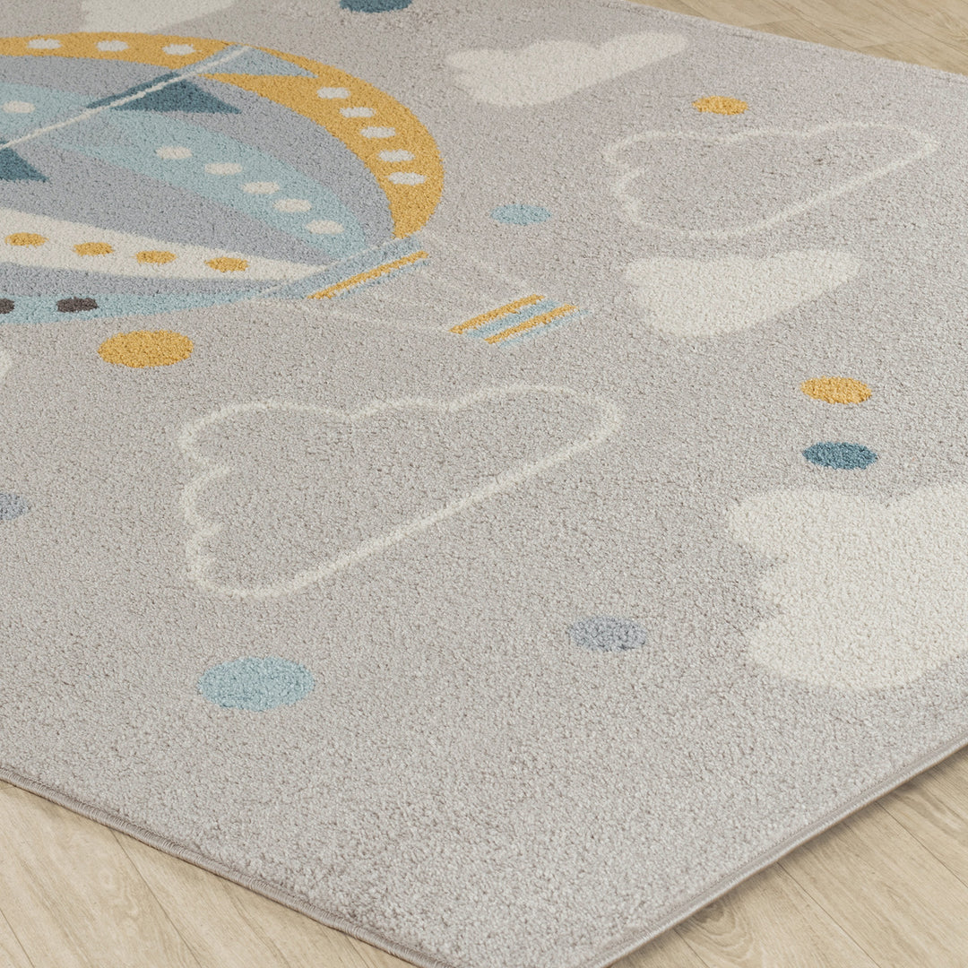 Tapis Enfant Montgolfière Nuages Multicolore/Gris Cenon