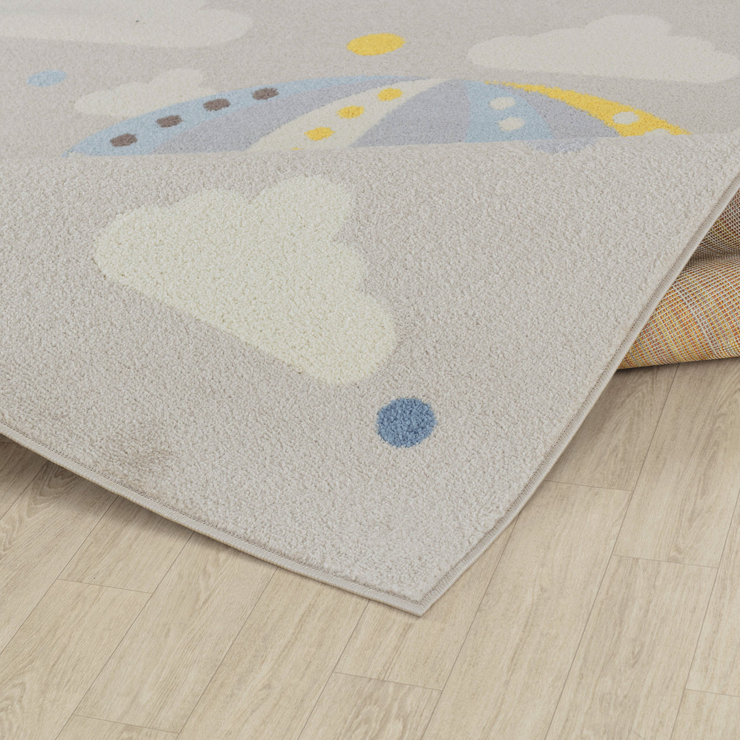 Tapis Enfant Montgolfière Nuages Multicolore/Gris Cenon