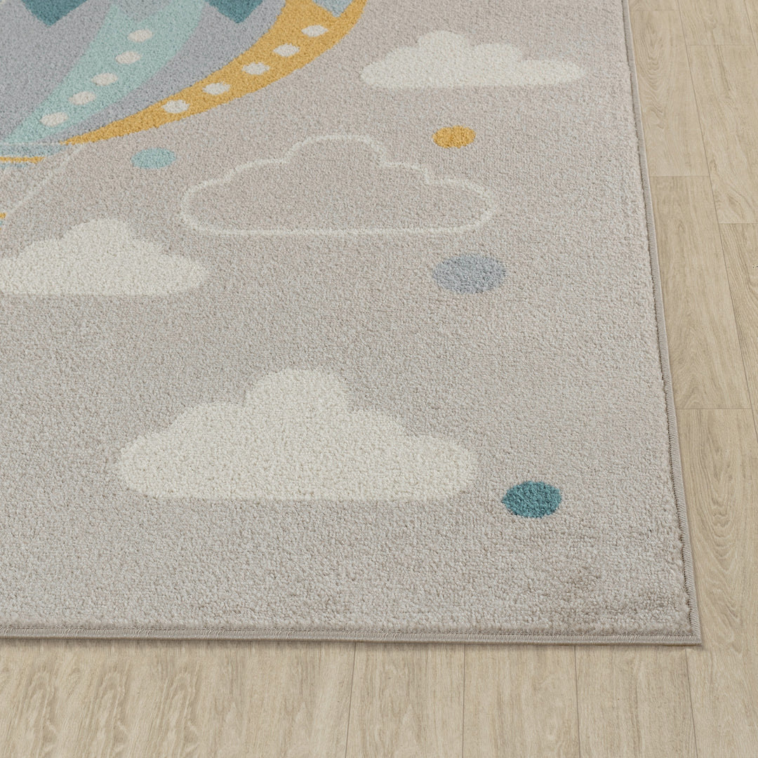Tapis Enfant Montgolfière Nuages Multicolore/Gris Cenon