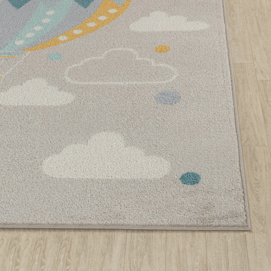 Tapis Enfant Montgolfière Nuages Multicolore/Gris Cenon