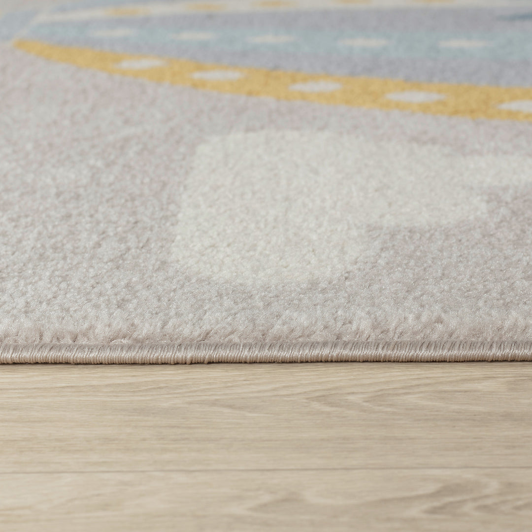 Tapis Enfant Montgolfière Nuages Multicolore/Gris Cenon