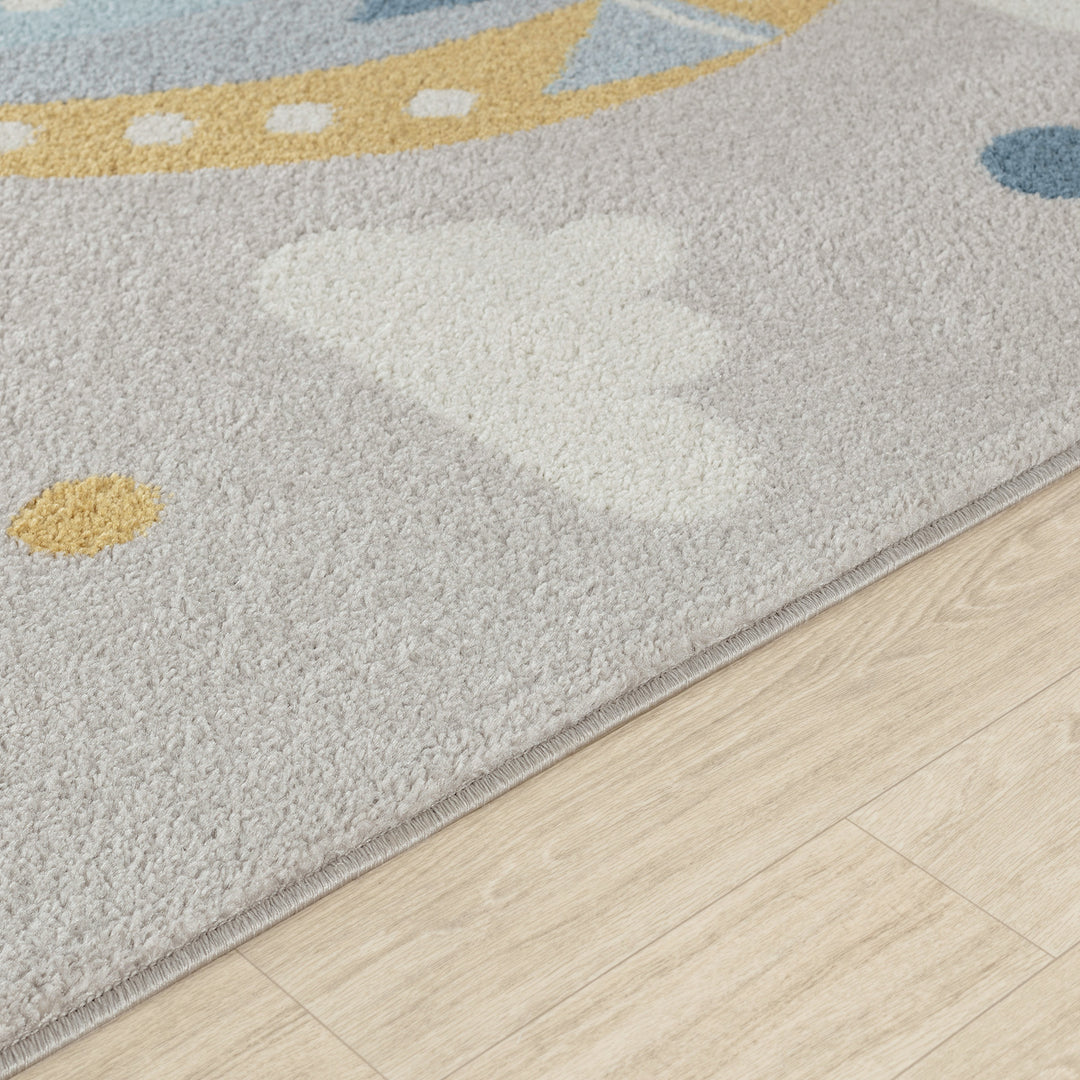 Tapis Enfant Montgolfière Nuages Multicolore/Gris Cenon