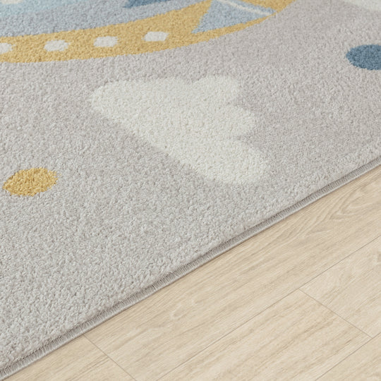 Tapis Enfant Montgolfière Nuages Multicolore/Gris Cenon