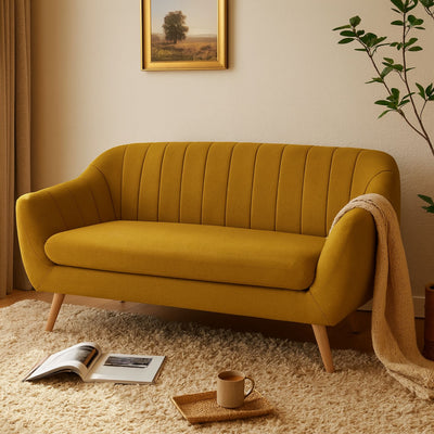 Canapé ALINEA Shell 2 places en tissu jaune argan