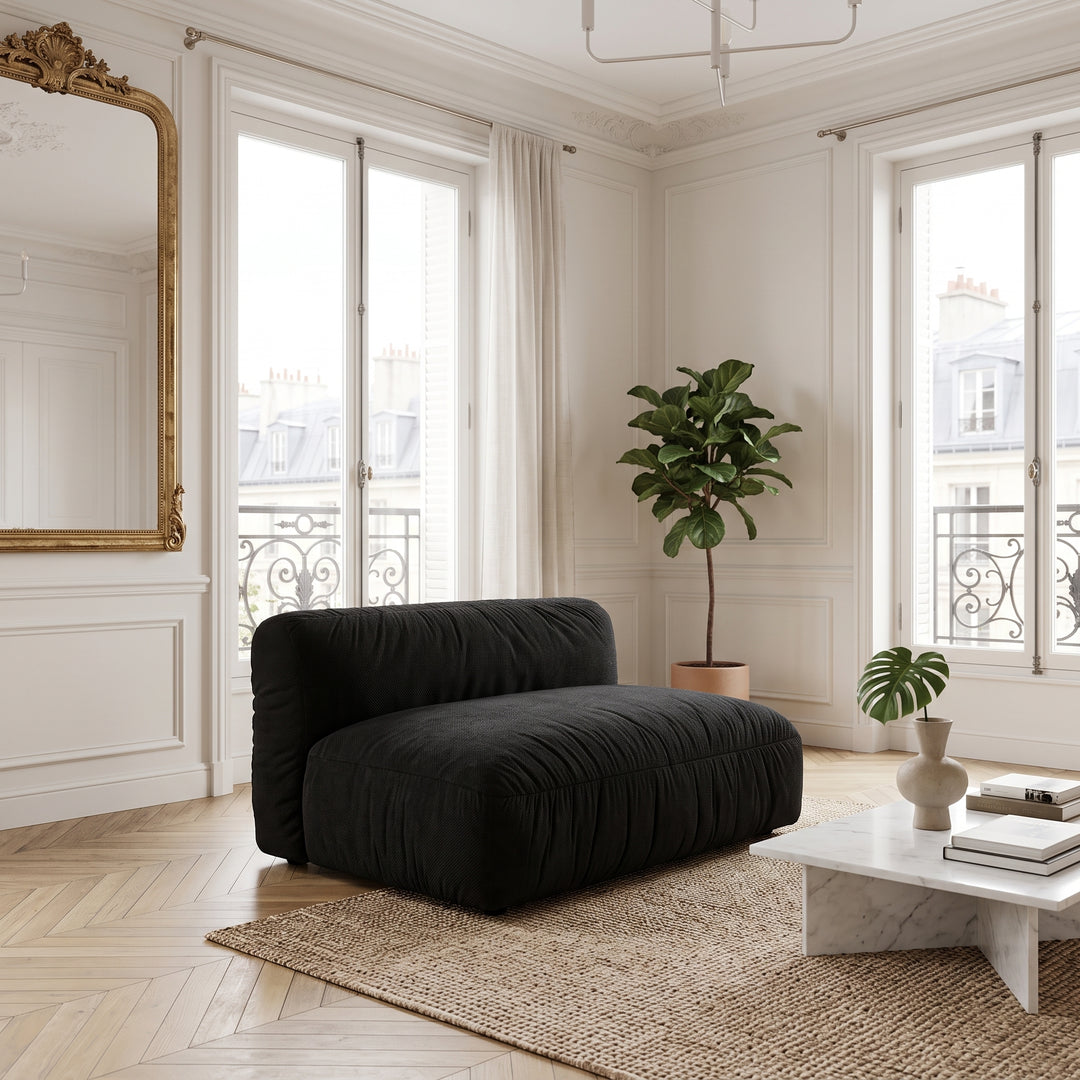 Pouf Martina noir en tissu structurel Boblack