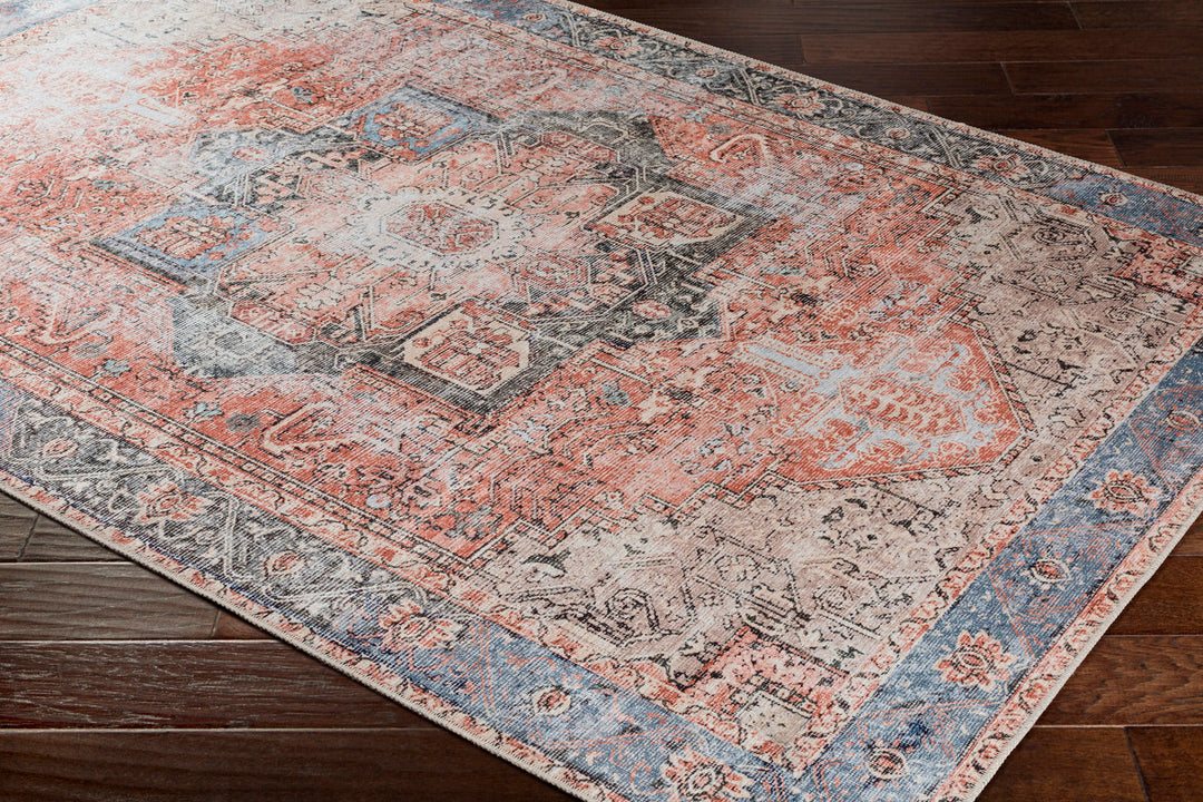 Tapis Vintage Lavable en Machine Rouge/Bleu Rodas