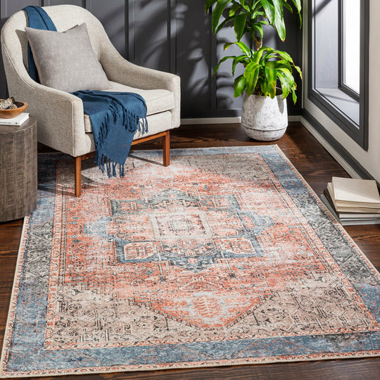 Tapis Vintage Lavable en Machine Rouge/Bleu Rodas